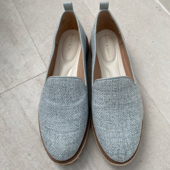 NWT KELLY & KATIE Zemi Denim Blue Tweed Espadrille Slip-On Shoes 7 - Picture 2 of 13